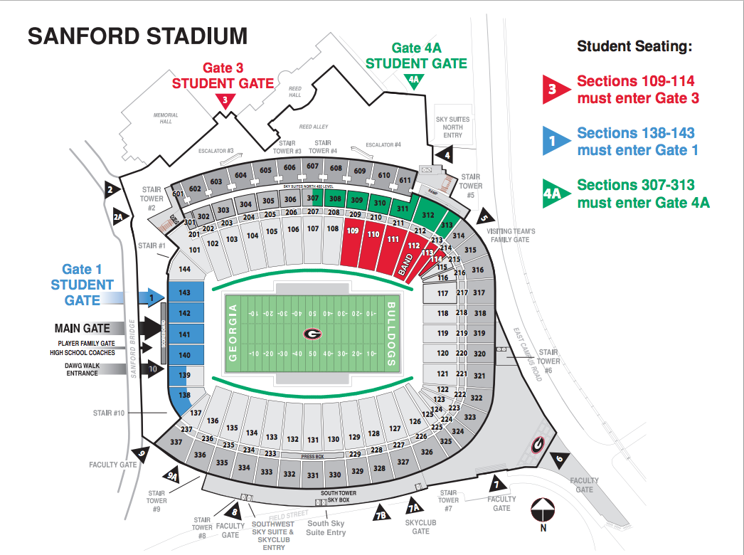 Seating Chart For Sanford Stadium Athens Ga