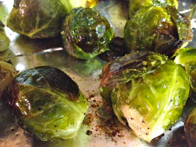 Eat Up! Black peppercorn pork tenderloin, roasted brussels sprouts