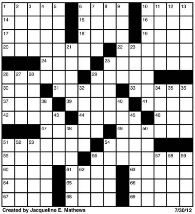 Crossword, July 30 | Puzzles | redandblack.com