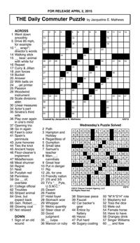 Crossword April 2 Puzzles Redandblack Com