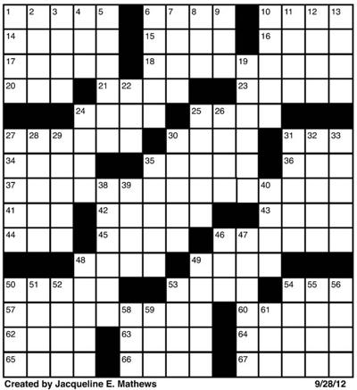 Crossword, Sept. 28 | Puzzles | redandblack.com