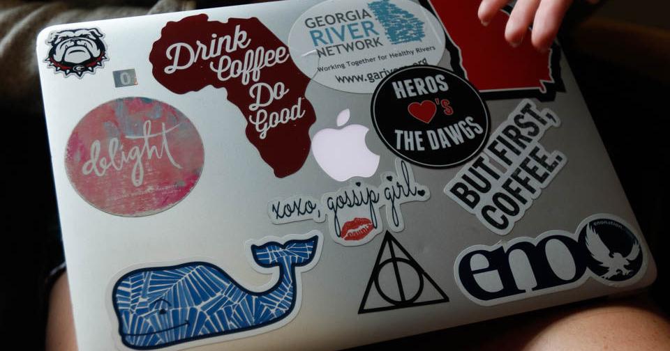 Through laptop stickers, students find outlet for personal