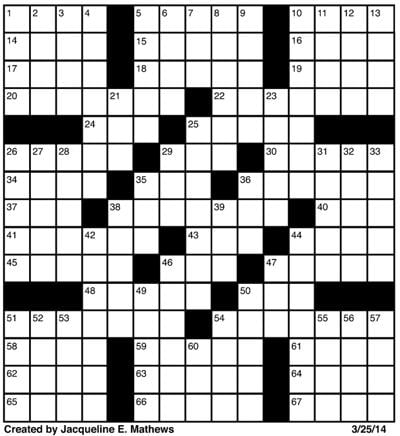 Crossword March 25 Puzzles redandblack com