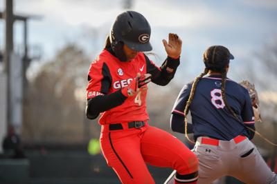 georgia howard softball redandblack hosted bryan runs ciara base university team game their