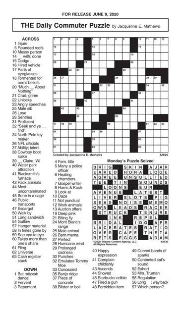 Crosswords, June 9, 2020 | Crosswords | redandblack.com