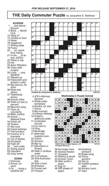 Crosswords September 27 18 Crosswords Redandblack Com Crosswords September 27 18 Crosswords Redandblack Com