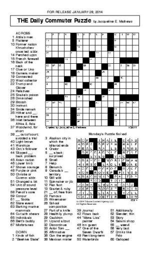 Crossword January 28 Puzzles Redandblack Com