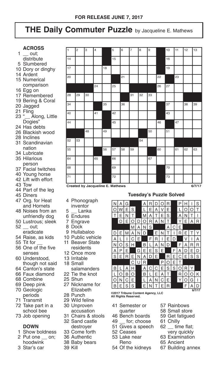 Crosswords, June 7, 2017 Crosswords