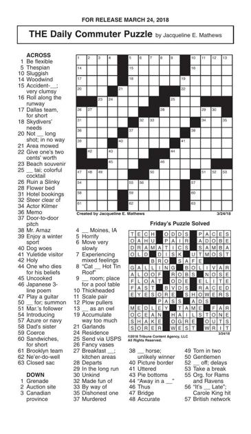 Crosswords March 24 2018 Crosswords