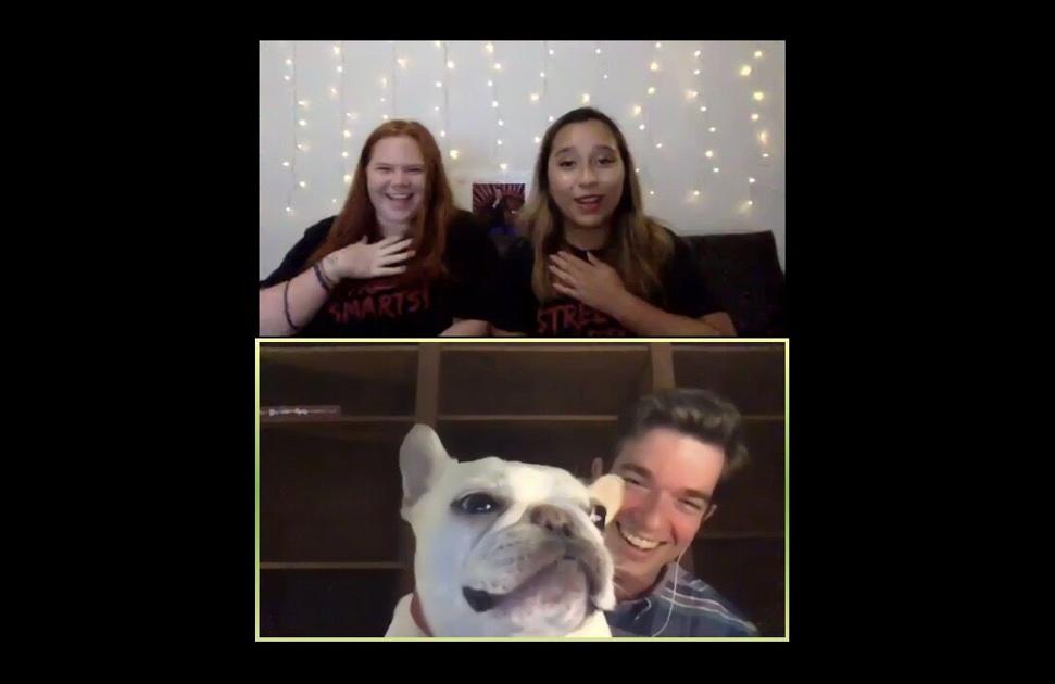 John Mulaney And His French Bulldog Virtually Visit Uga Students Through University Union Event Arts Culture Redandblack Com John mulaney with his dog, petunia. john mulaney and his french bulldog