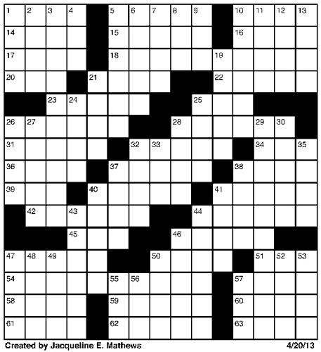 Crossword April 20 | Puzzles | redandblack.com