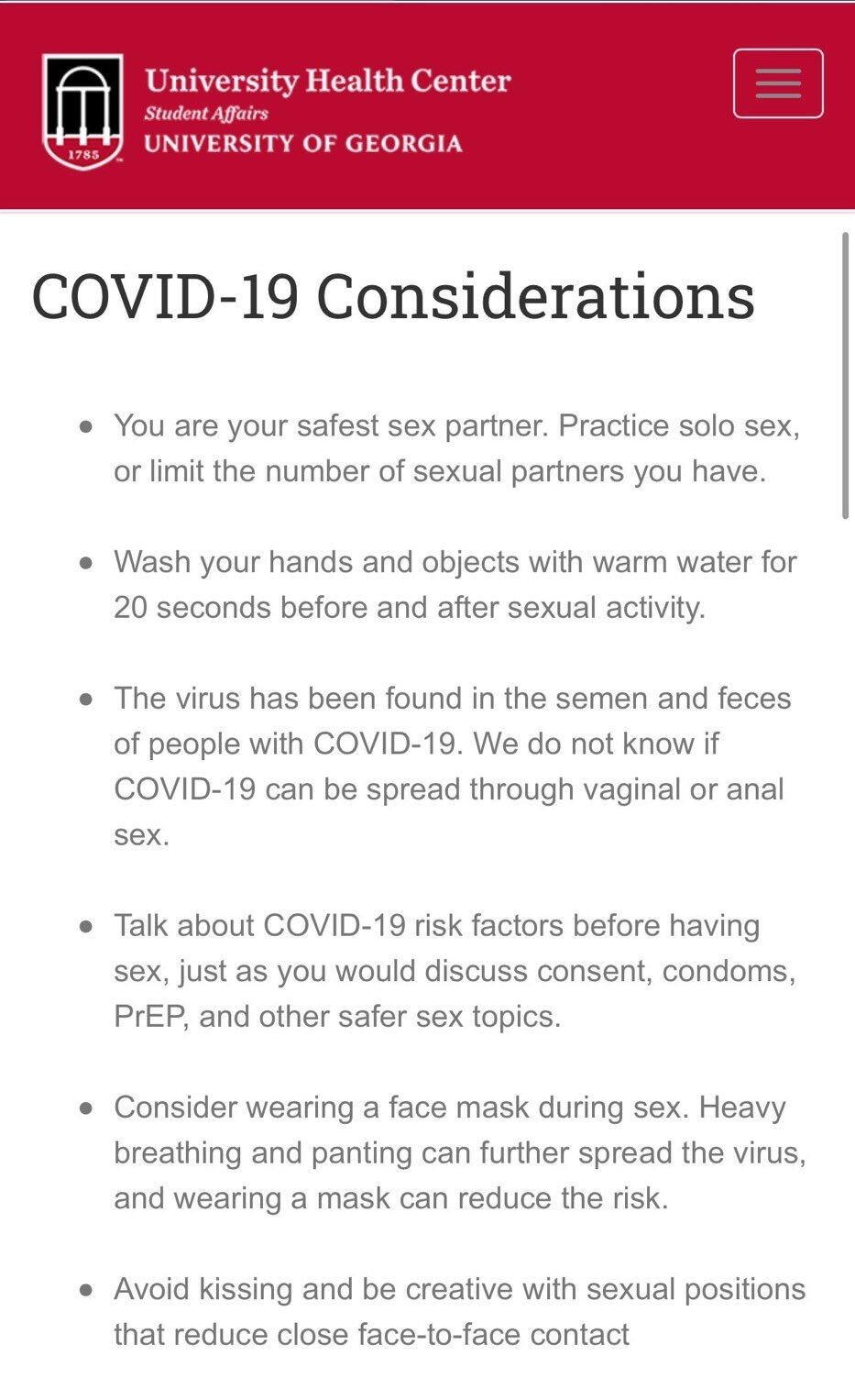 screenshot covid sex guidelines
