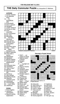 Crossword May 18 Puzzles Redandblack Com