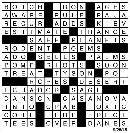 crossword-answers-september 26 | Puzzles | redandblack.com
