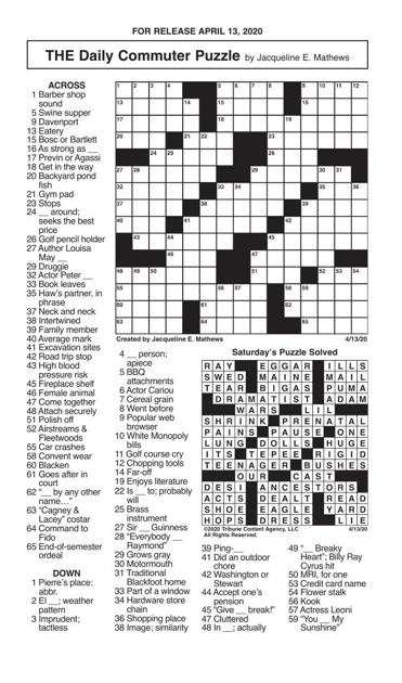 Crosswords, April 13, 2020 | Crosswords | redandblack.com