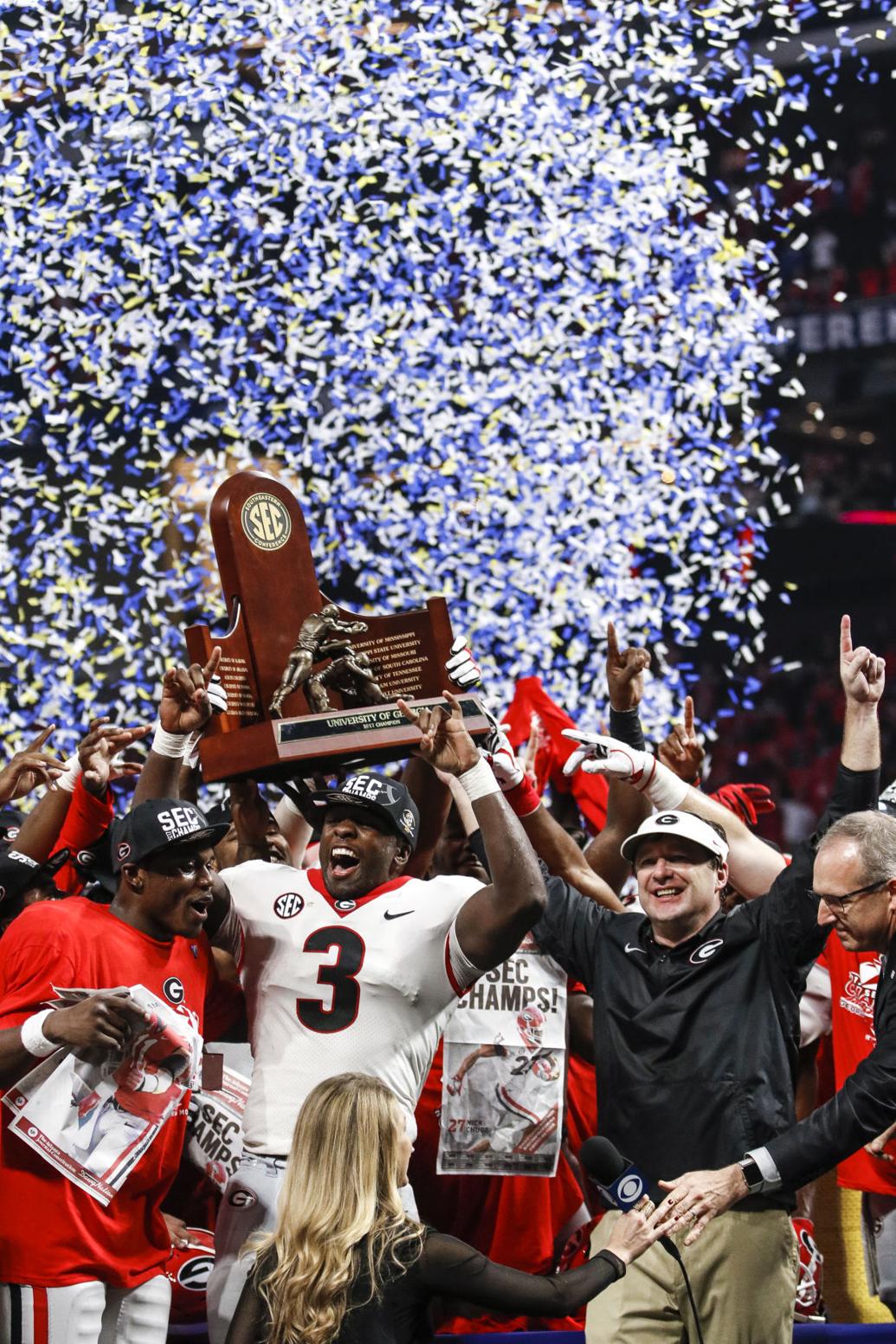 Football players celebrate SEC Championship win on Twitter