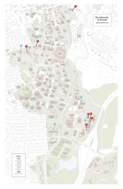 Locations of campus rapes map