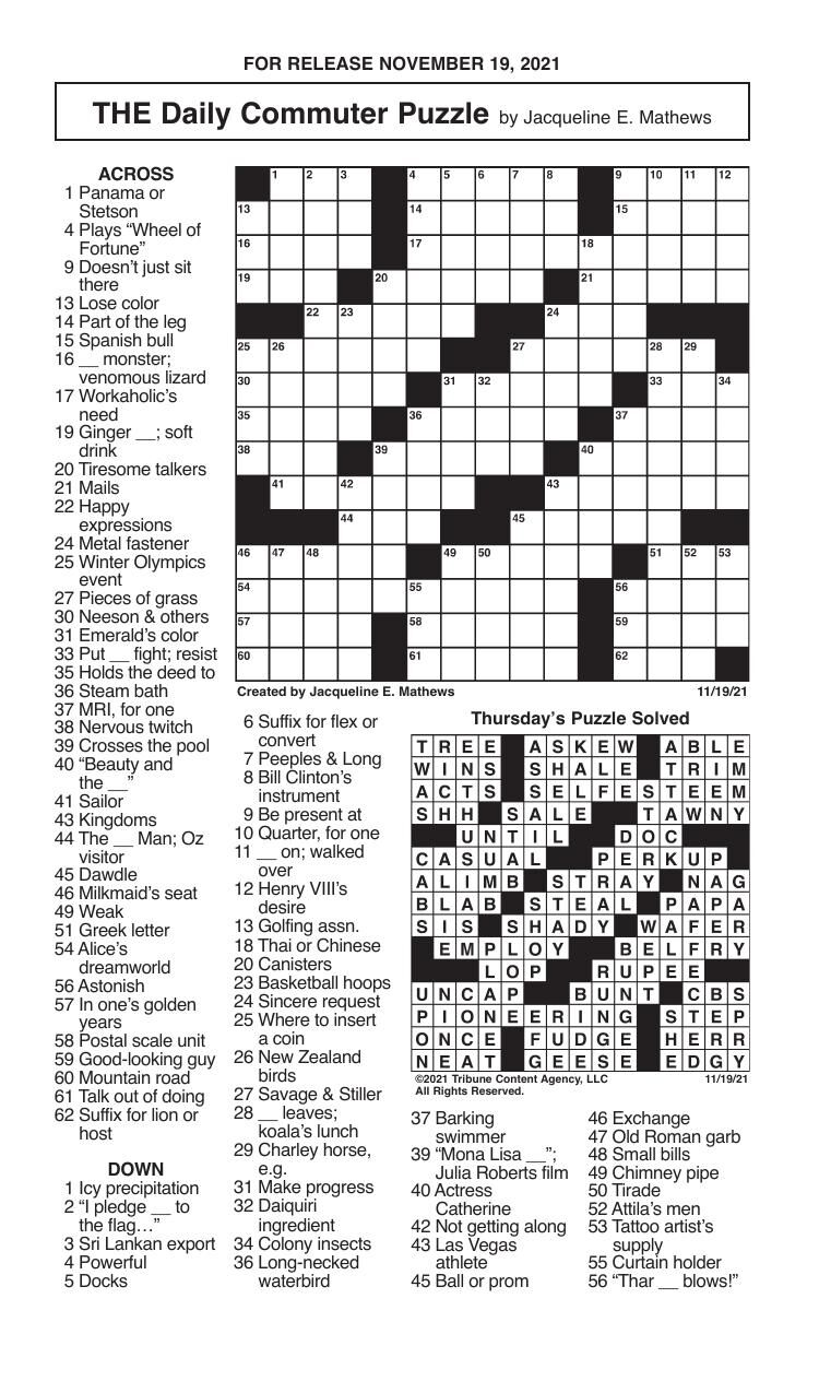 Crosswords, November 19, 2021
