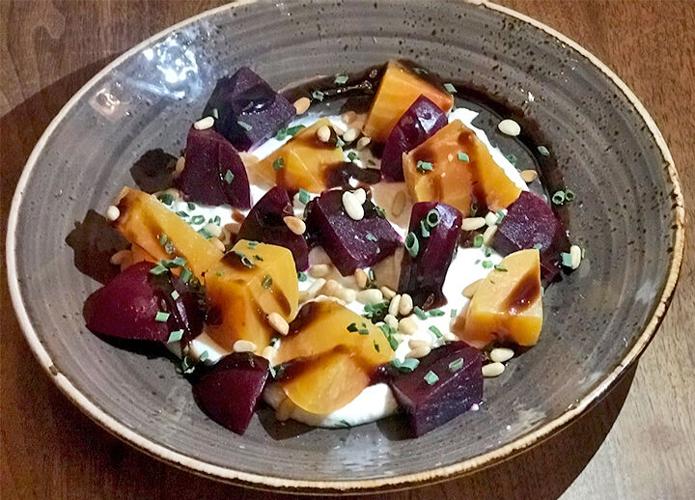 Red and golden beet salad.