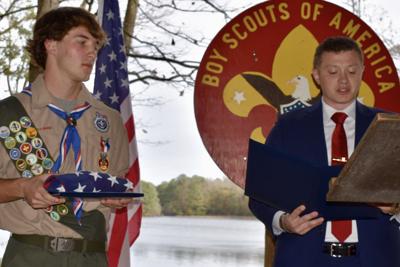 Local scout receives capitol flag during Eagle ceremony