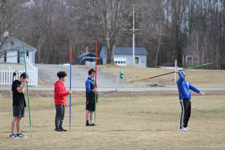 Hinsdale coach gives javelin instruction