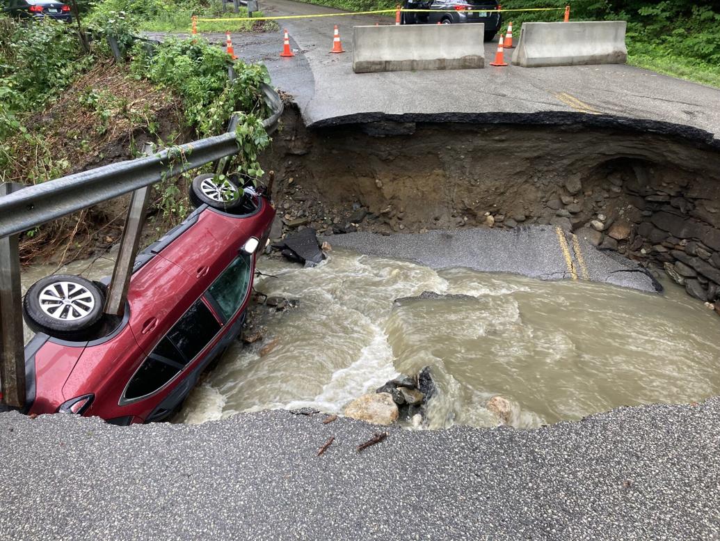 Rain floods Brattleboro, closes roads, washes out bridge at Hinesburg