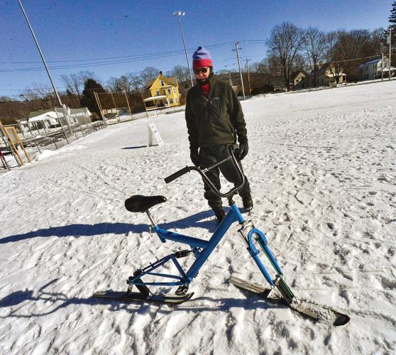 Photos: No wheels, no problem for ski bike creator