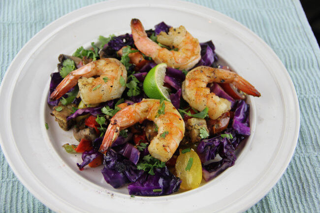 Shrimp salad gets a new spin with grilled veggies