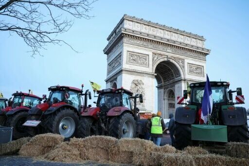 French farmers protest near Paris's Arc de Triomphe