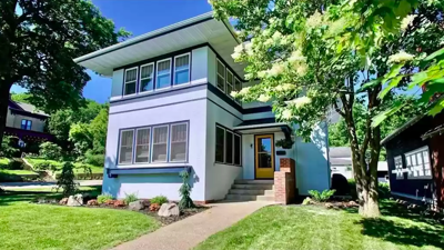 Two story Prairie Style house for sale in historic district of Red Wing, Minnesota