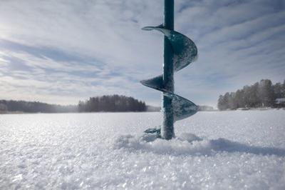 Ice fishing stock image