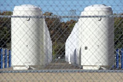 Spent nuclear fuel storage casks outside Prairie Island nuclear plant