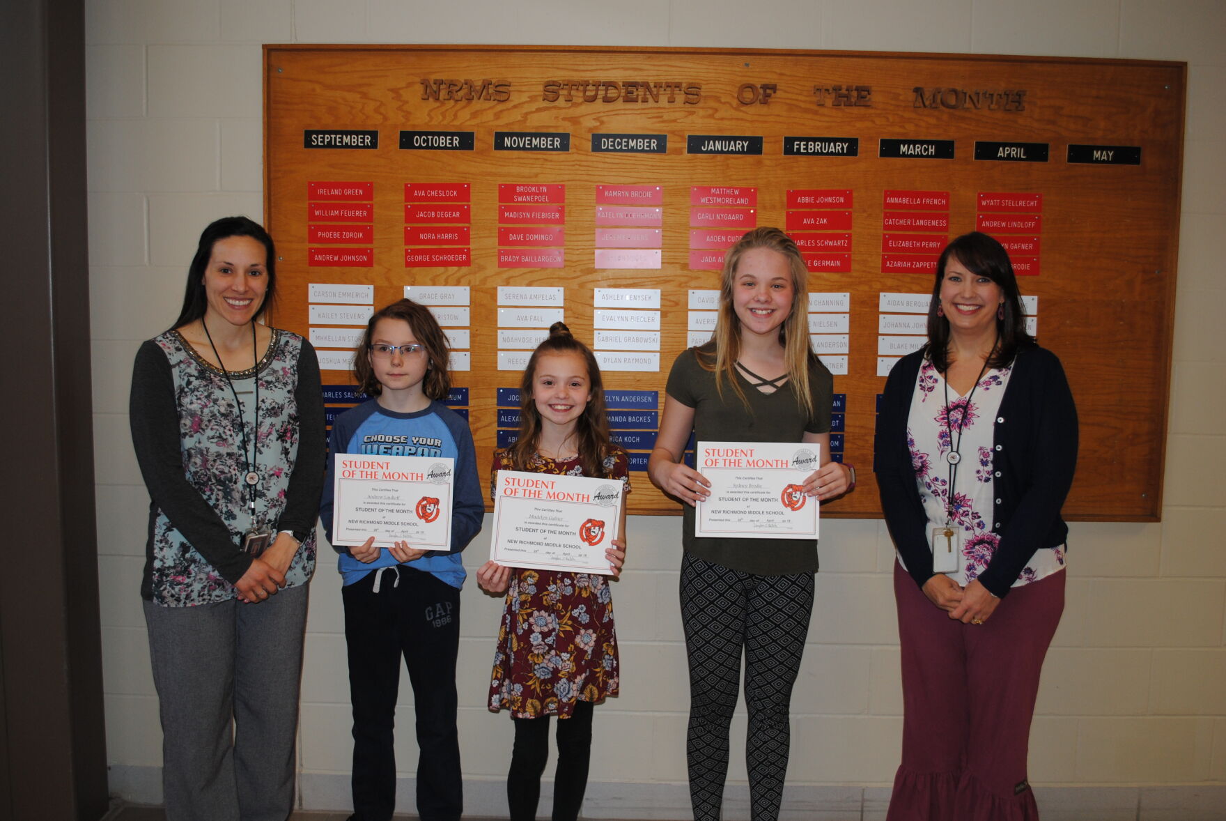 NRMS reveals April Students of the Month Schools