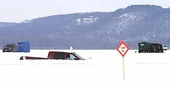 Truck falls through ice as Wilson man attempts Lake Pepin crossing