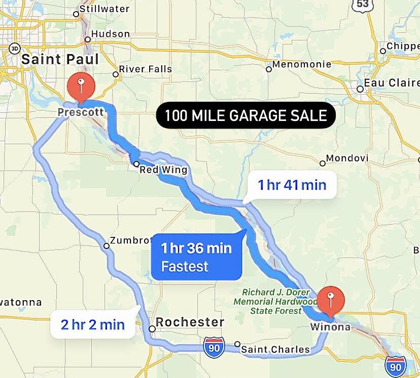 100 Mile Garage Sale Minnesota Map Map