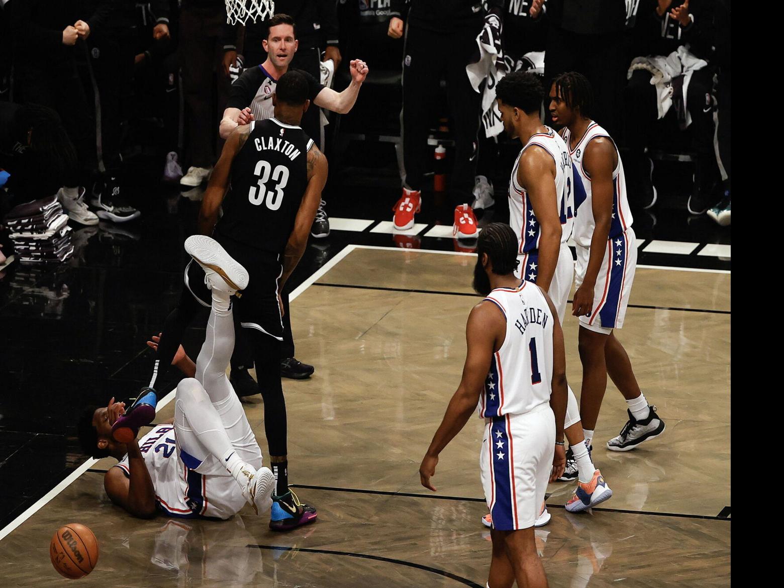 Embiid gets late block as Maxey, 76ers take 3-0 lead on Nets