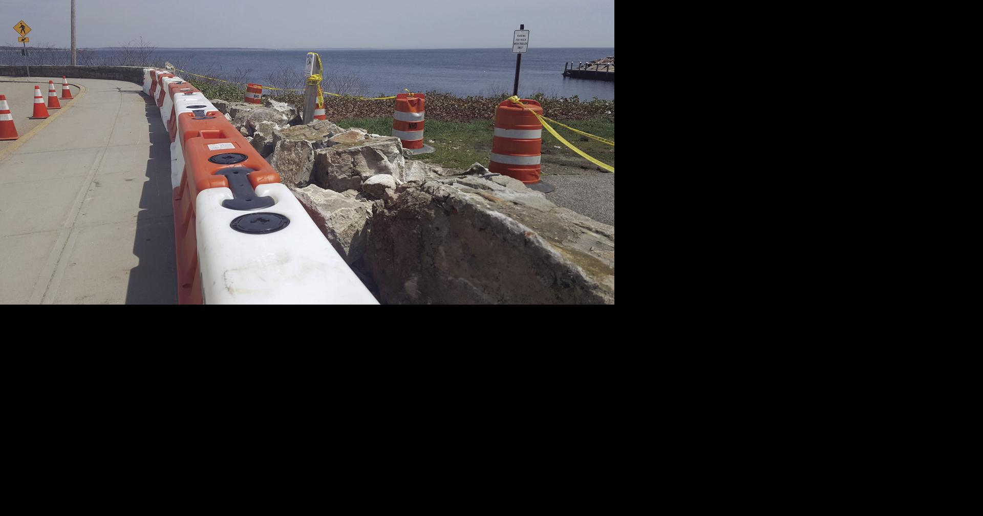 Large section of Narragansett Seawall destroyed after two recent car