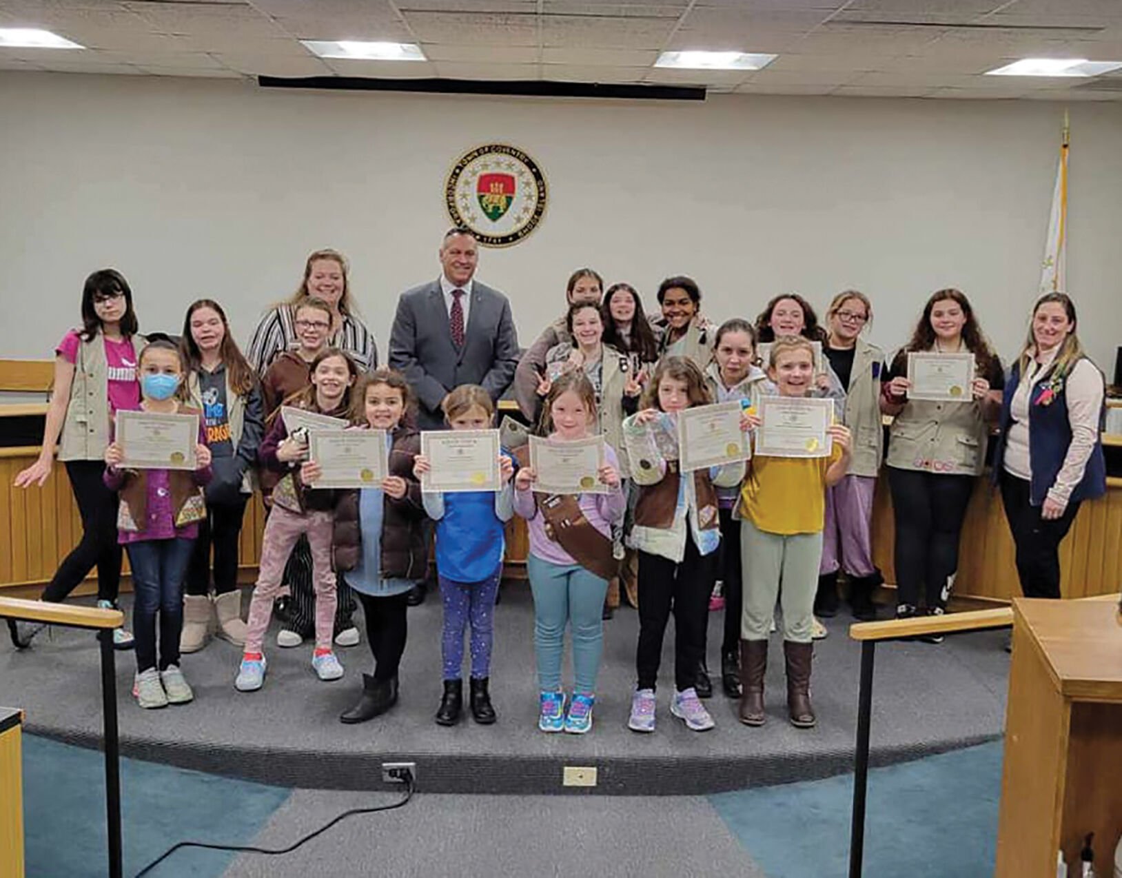 Local Girl Scouts work toward democracy badge with visit to town hall Coventry Courier