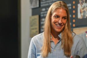Women’s Basketball Hall of Fame Class of 2026 inductee Elena Delle Donne smiles during an interview at Women's Basketball Hall