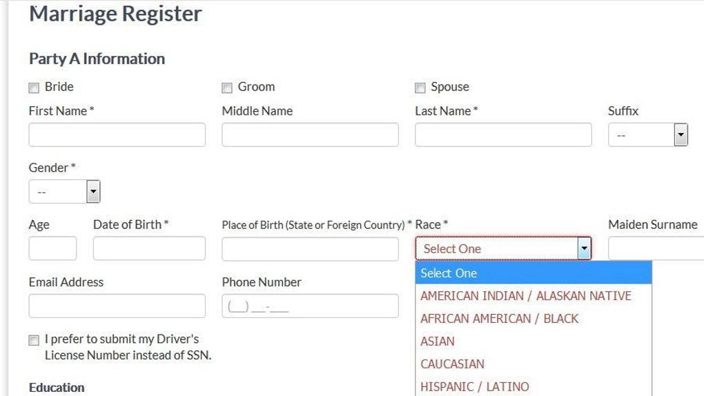 Suit Filed Challenging Race Question For Virginia Marriage License Local Government Politics Richmond Com