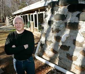 Building a house using old tires