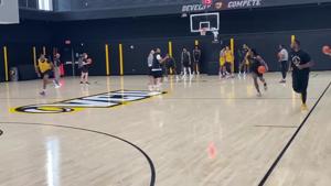 Loose ball, transition layup drill at VCU basketball summer practice