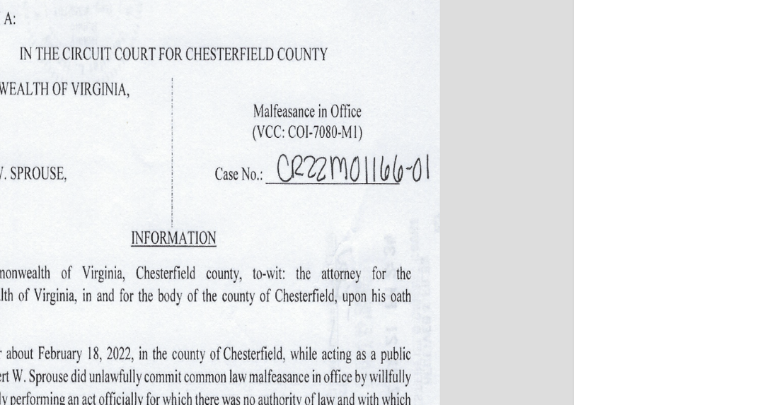 ExChesterfield detective charged with 'malfeasance in office' after