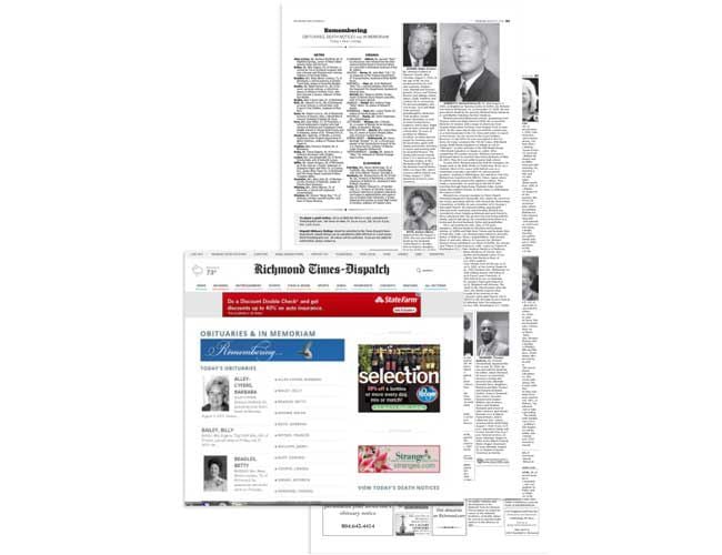 richmond times dispatch obituary fee