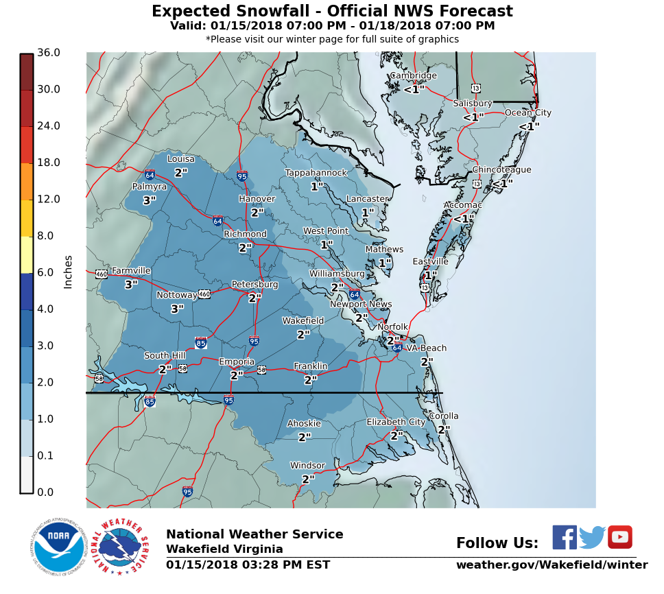 Richmond Area Can Expect 1 Or 2 Inches Of Snow Wednesday, Then A Nice ...