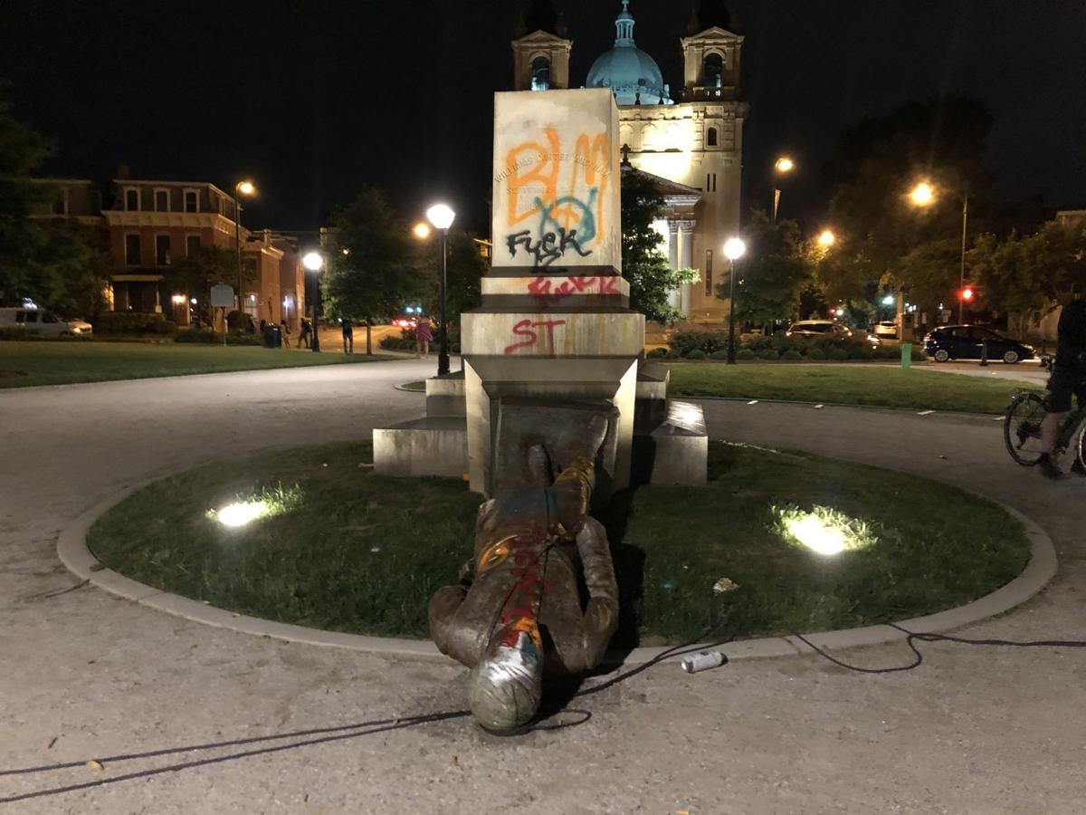 UPDATE Protesters pull down Confederate statue in Richmond's Monroe Park