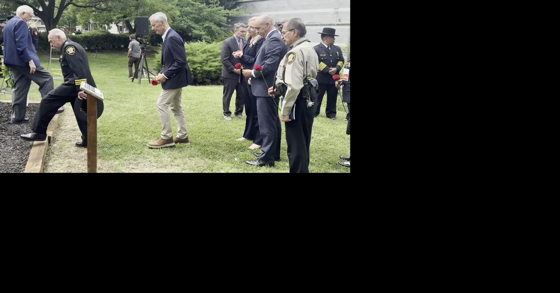 Coverage image for: Spanberger escorts Secretary Meador to lay rose at memorial to Arlington fire and police who have died of 9/11 related illnesses