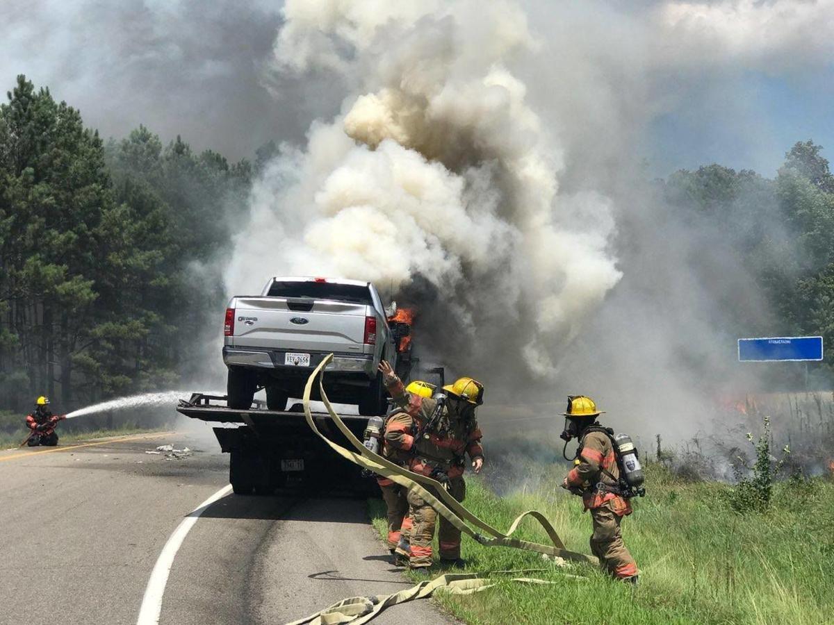 Hanover fire crews tackle truck fire that spread into woods along I295