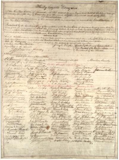 Lincoln Signed Copy Of 13th Amendment In Richmond Latest