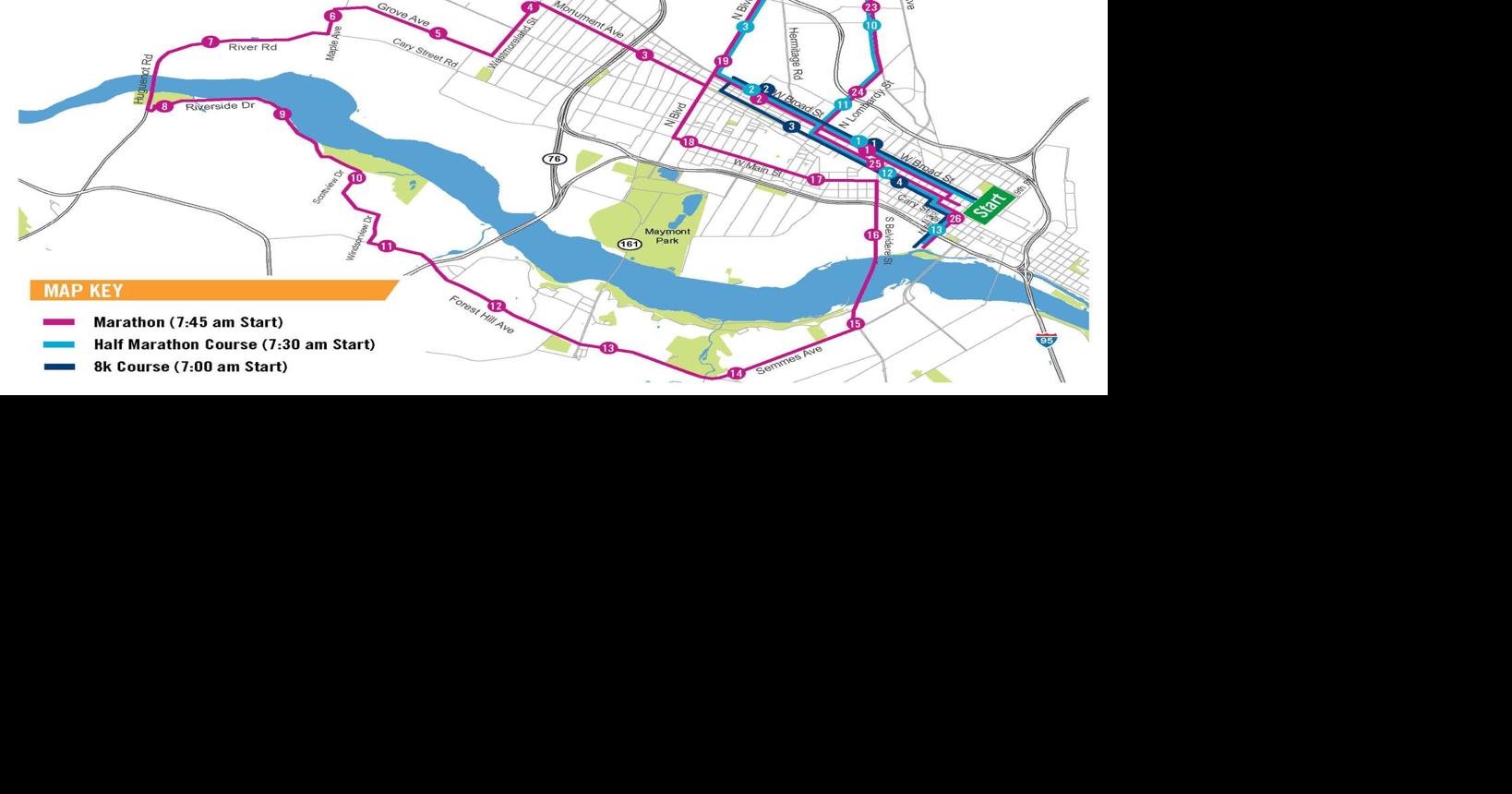 Road closures for Saturday's Anthem Richmond Marathon